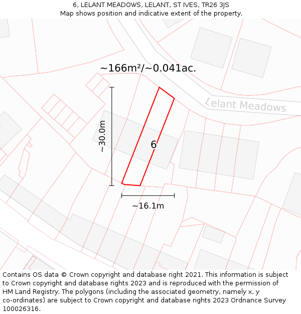 6, LELANT MEADOWS, LELANT, ST IVES, TR26 3JS: Plot and title map