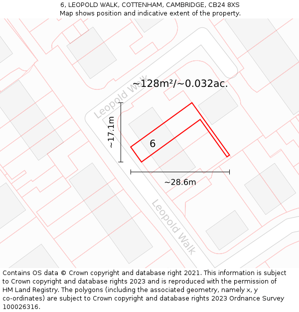 6, LEOPOLD WALK, COTTENHAM, CAMBRIDGE, CB24 8XS: Plot and title map