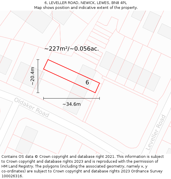 6, LEVELLER ROAD, NEWICK, LEWES, BN8 4PL: Plot and title map