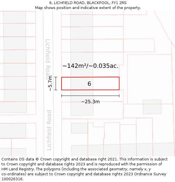 6, LICHFIELD ROAD, BLACKPOOL, FY1 2RS: Plot and title map