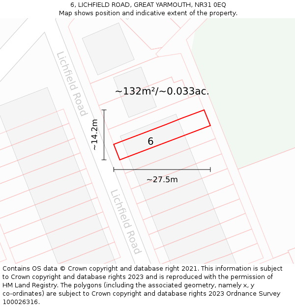 6, LICHFIELD ROAD, GREAT YARMOUTH, NR31 0EQ: Plot and title map