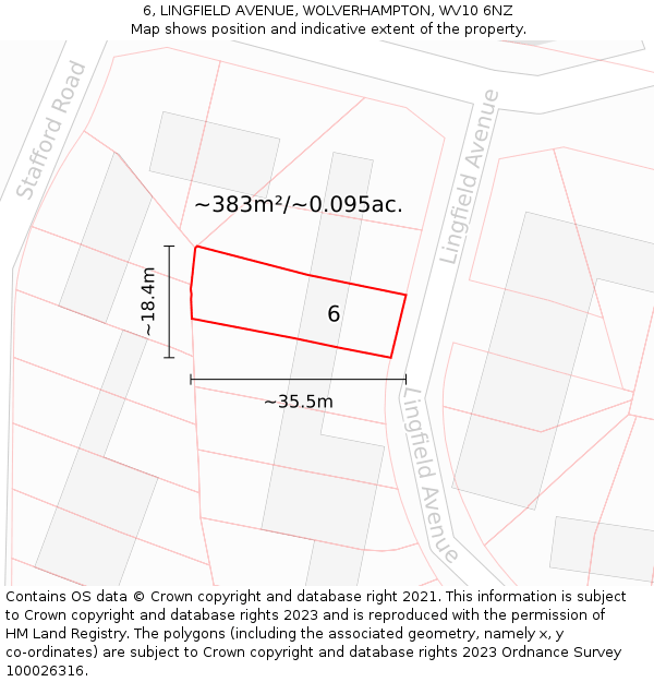 6, LINGFIELD AVENUE, WOLVERHAMPTON, WV10 6NZ: Plot and title map
