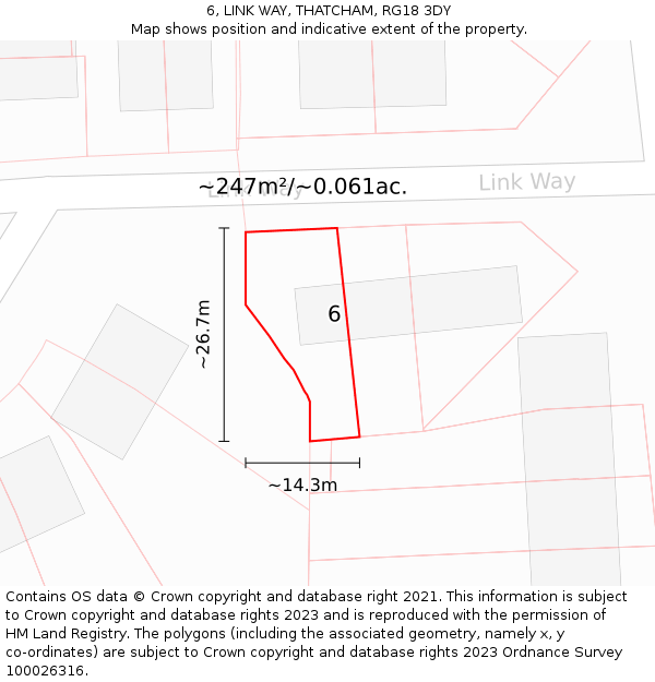 6, LINK WAY, THATCHAM, RG18 3DY: Plot and title map