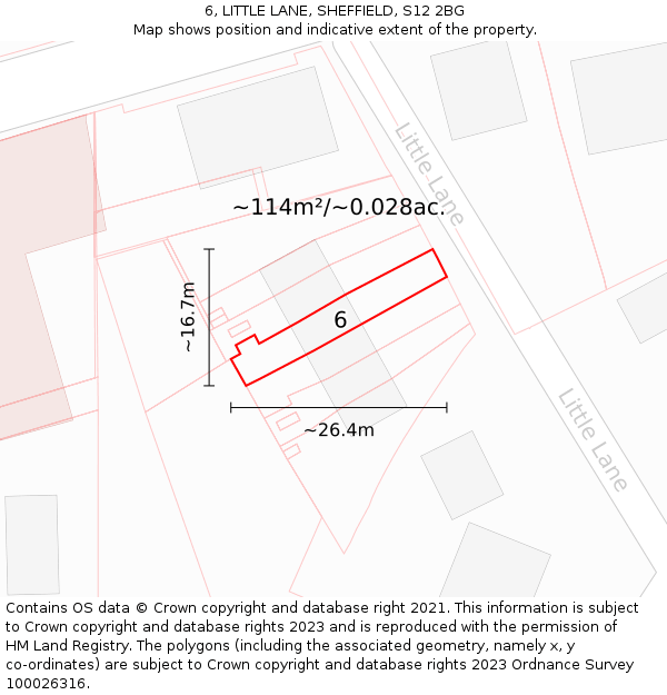 6, LITTLE LANE, SHEFFIELD, S12 2BG: Plot and title map