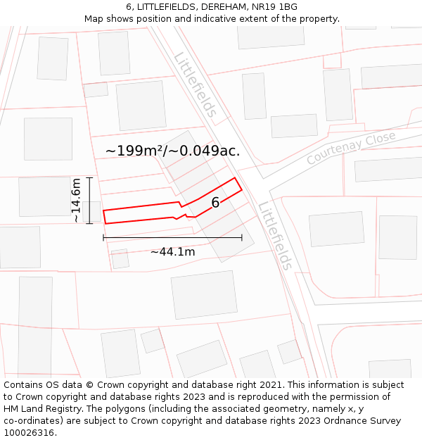 6, LITTLEFIELDS, DEREHAM, NR19 1BG: Plot and title map