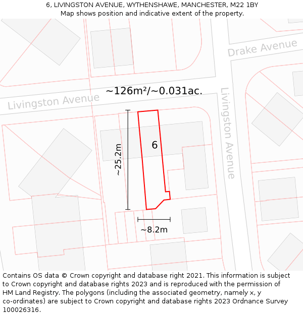6, LIVINGSTON AVENUE, WYTHENSHAWE, MANCHESTER, M22 1BY: Plot and title map