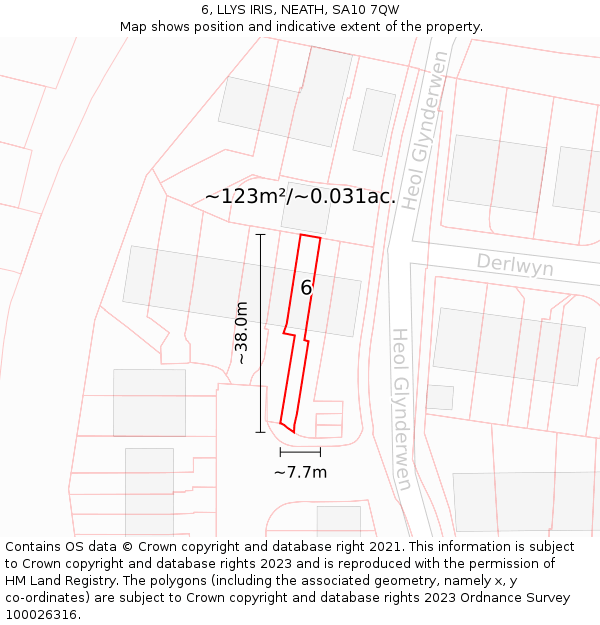 6, LLYS IRIS, NEATH, SA10 7QW: Plot and title map