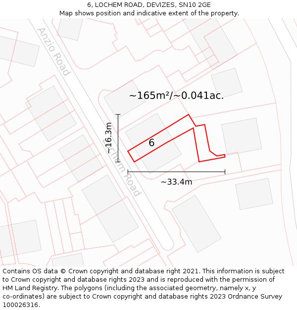 6, LOCHEM ROAD, DEVIZES, SN10 2GE: Plot and title map