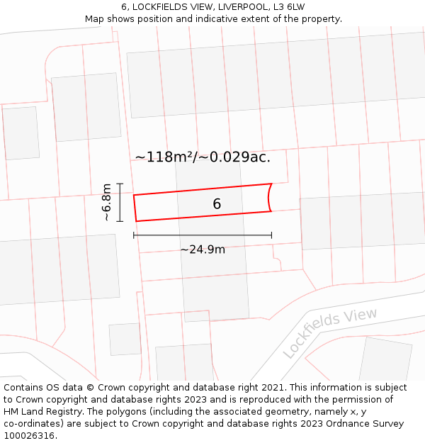 6, LOCKFIELDS VIEW, LIVERPOOL, L3 6LW: Plot and title map