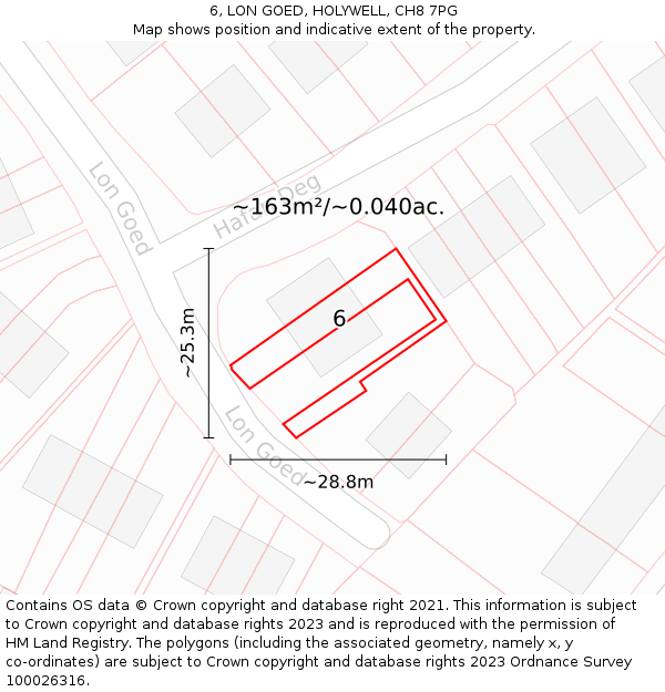 6, LON GOED, HOLYWELL, CH8 7PG: Plot and title map