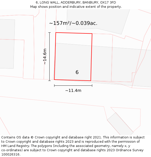 6, LONG WALL, ADDERBURY, BANBURY, OX17 3FD: Plot and title map