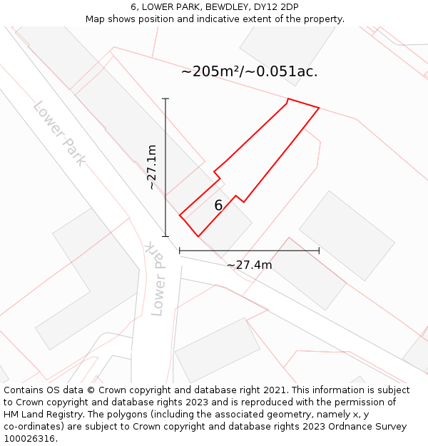 6, LOWER PARK, BEWDLEY, DY12 2DP: Plot and title map