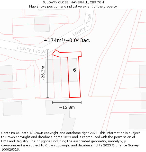 6, LOWRY CLOSE, HAVERHILL, CB9 7GH: Plot and title map
