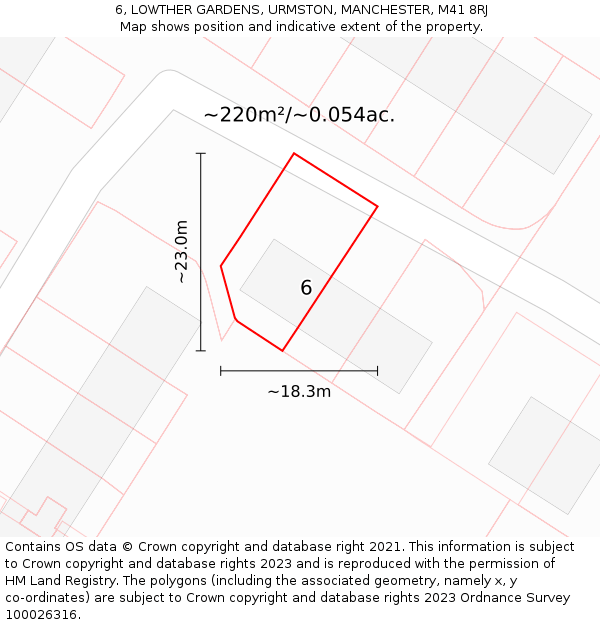 6, LOWTHER GARDENS, URMSTON, MANCHESTER, M41 8RJ: Plot and title map