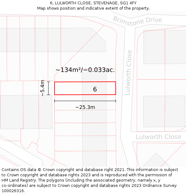 6, LULWORTH CLOSE, STEVENAGE, SG1 4FY: Plot and title map