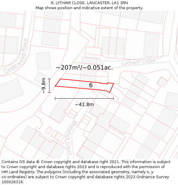 6, LYTHAM CLOSE, LANCASTER, LA1 3RN: Plot and title map