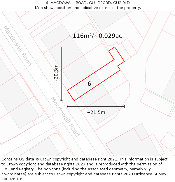 6, MACDOWALL ROAD, GUILDFORD, GU2 9LD: Plot and title map