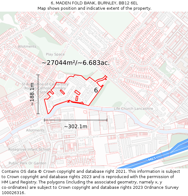 6, MADEN FOLD BANK, BURNLEY, BB12 6EL: Plot and title map