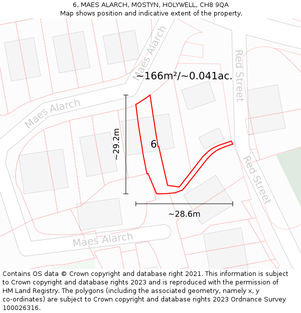 6, MAES ALARCH, MOSTYN, HOLYWELL, CH8 9QA: Plot and title map