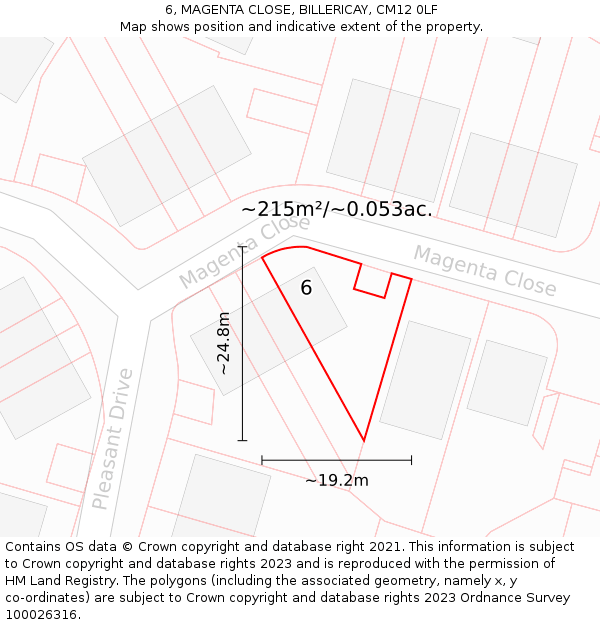 6, MAGENTA CLOSE, BILLERICAY, CM12 0LF: Plot and title map