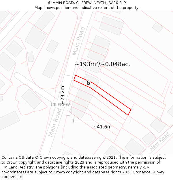 6, MAIN ROAD, CILFREW, NEATH, SA10 8LP: Plot and title map
