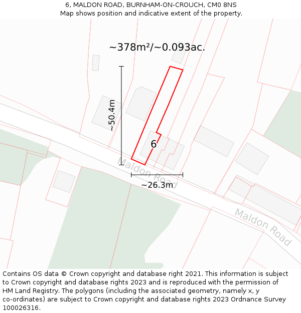 6, MALDON ROAD, BURNHAM-ON-CROUCH, CM0 8NS: Plot and title map