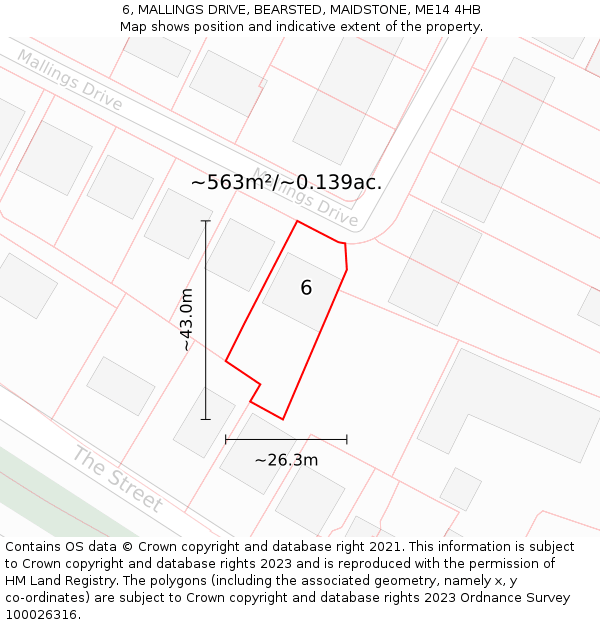 6, MALLINGS DRIVE, BEARSTED, MAIDSTONE, ME14 4HB: Plot and title map