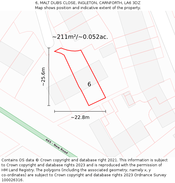 6, MALT DUBS CLOSE, INGLETON, CARNFORTH, LA6 3DZ: Plot and title map