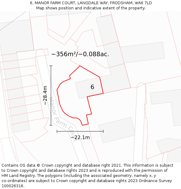 6, MANOR FARM COURT, LANGDALE WAY, FRODSHAM, WA6 7LD: Plot and title map