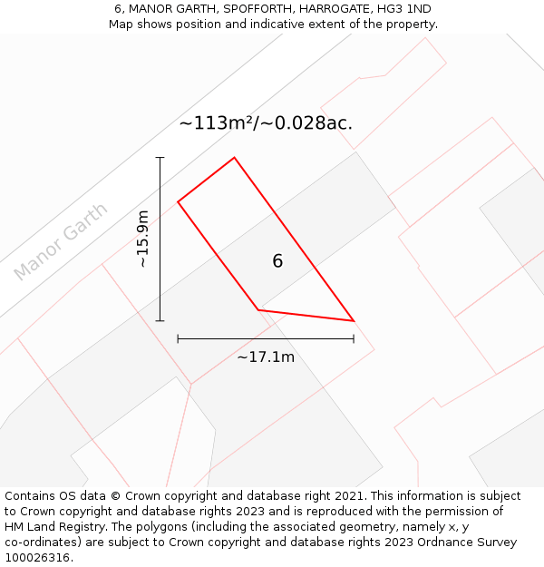 6, MANOR GARTH, SPOFFORTH, HARROGATE, HG3 1ND: Plot and title map