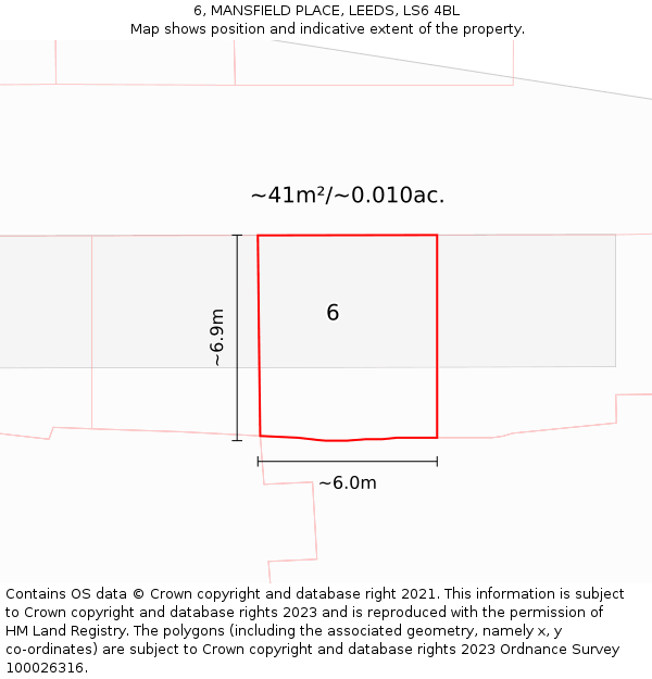 6, MANSFIELD PLACE, LEEDS, LS6 4BL: Plot and title map