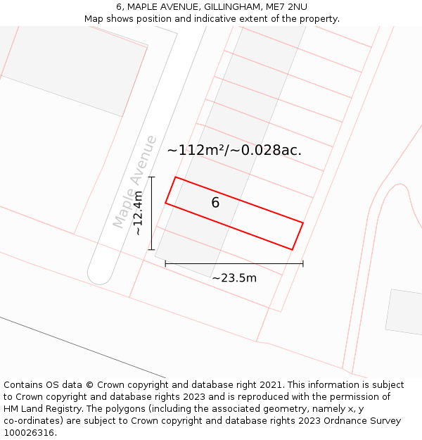 6, MAPLE AVENUE, GILLINGHAM, ME7 2NU: Plot and title map