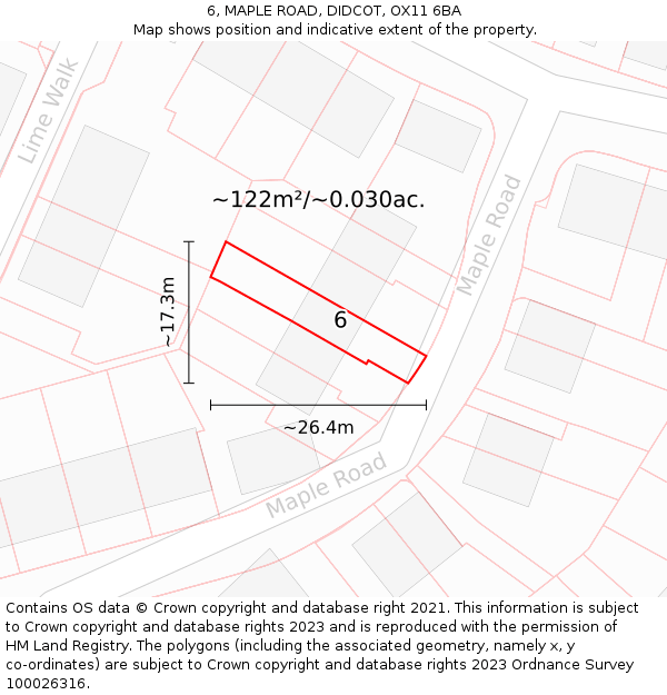 6, MAPLE ROAD, DIDCOT, OX11 6BA: Plot and title map