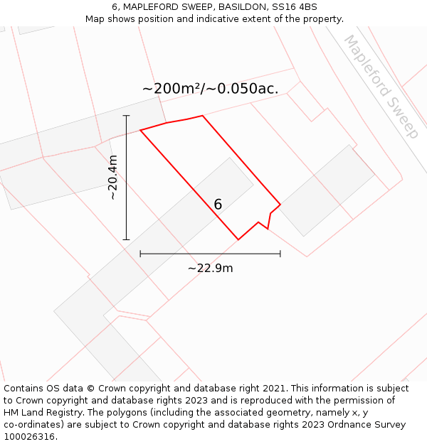 6, MAPLEFORD SWEEP, BASILDON, SS16 4BS: Plot and title map