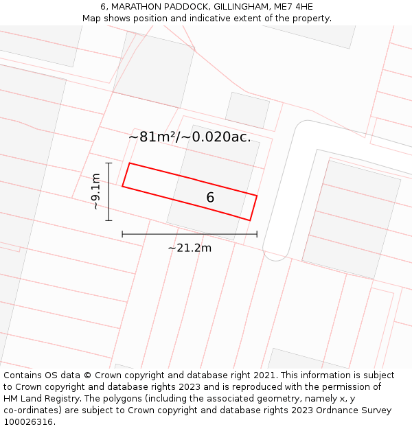 6, MARATHON PADDOCK, GILLINGHAM, ME7 4HE: Plot and title map