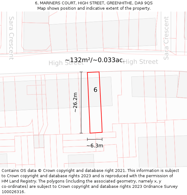 6, MARINERS COURT, HIGH STREET, GREENHITHE, DA9 9QS: Plot and title map