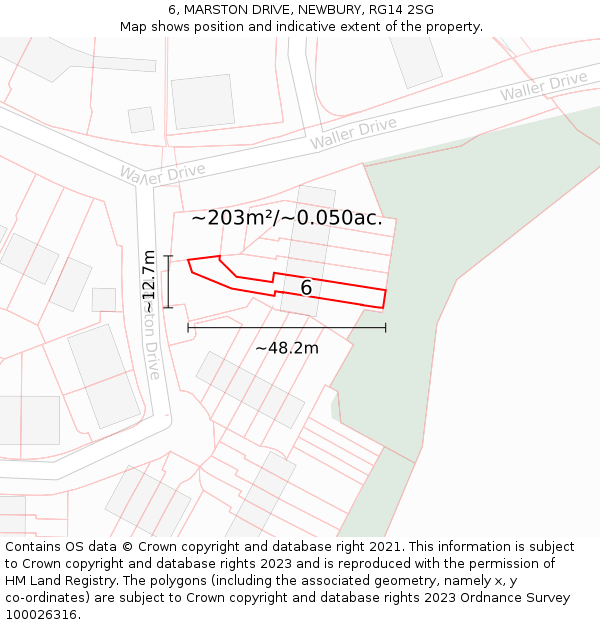 6, MARSTON DRIVE, NEWBURY, RG14 2SG: Plot and title map