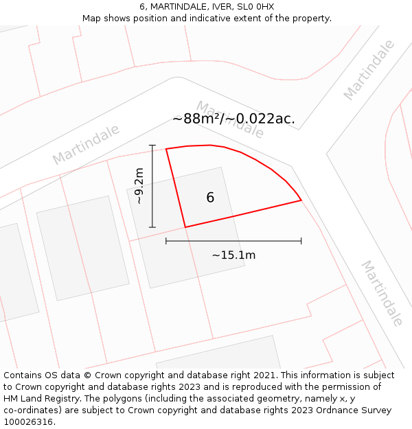 6, MARTINDALE, IVER, SL0 0HX: Plot and title map