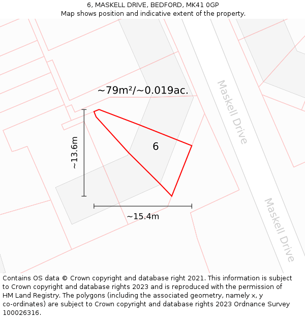 6, MASKELL DRIVE, BEDFORD, MK41 0GP: Plot and title map