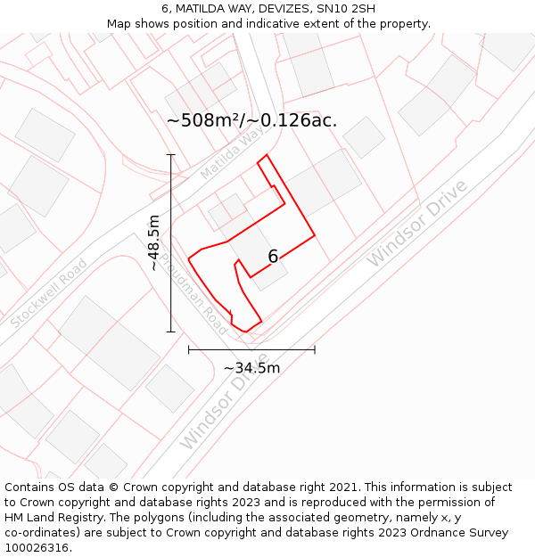 6, MATILDA WAY, DEVIZES, SN10 2SH: Plot and title map