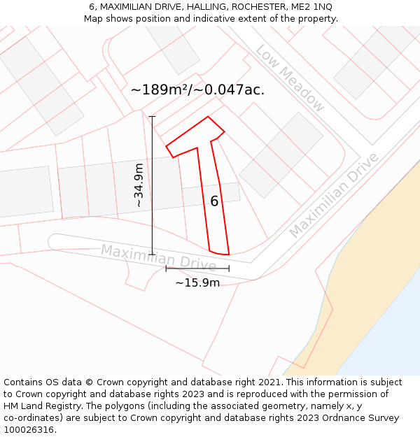 6, MAXIMILIAN DRIVE, HALLING, ROCHESTER, ME2 1NQ: Plot and title map