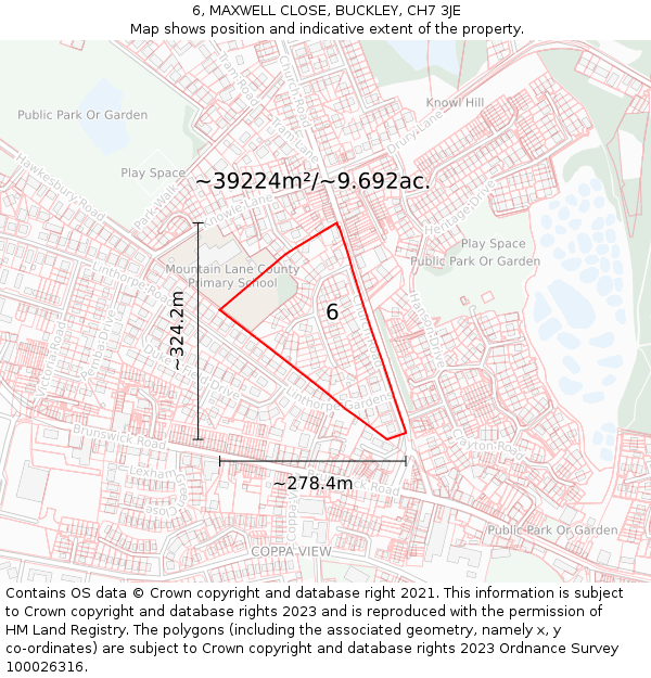6, MAXWELL CLOSE, BUCKLEY, CH7 3JE: Plot and title map