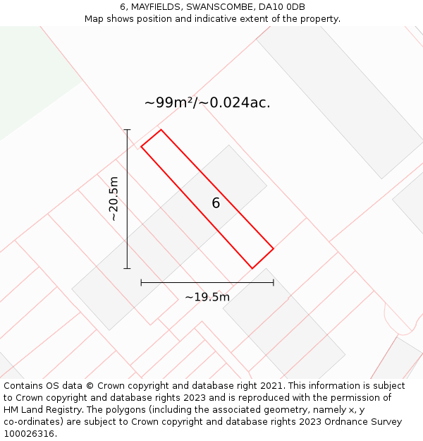6, MAYFIELDS, SWANSCOMBE, DA10 0DB: Plot and title map