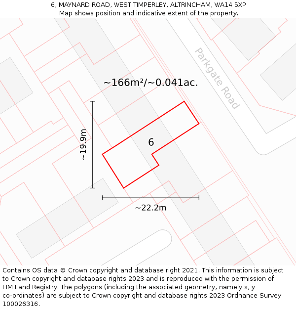 6, MAYNARD ROAD, WEST TIMPERLEY, ALTRINCHAM, WA14 5XP: Plot and title map