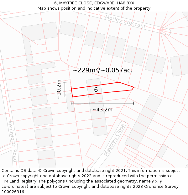 6, MAYTREE CLOSE, EDGWARE, HA8 8XX: Plot and title map