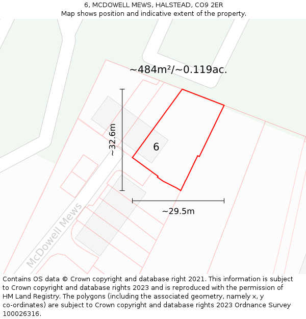 6, MCDOWELL MEWS, HALSTEAD, CO9 2ER: Plot and title map