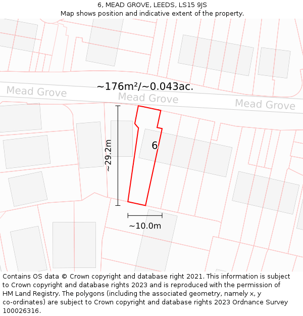 6, MEAD GROVE, LEEDS, LS15 9JS: Plot and title map