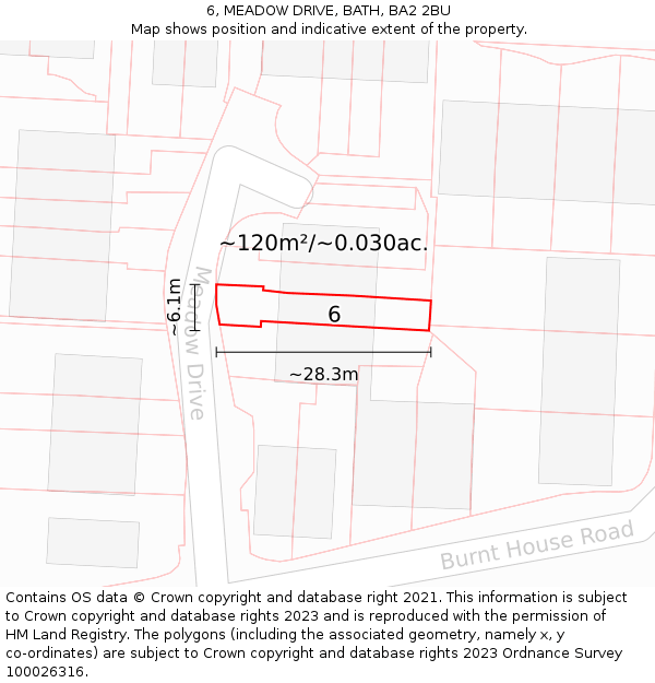 6, MEADOW DRIVE, BATH, BA2 2BU: Plot and title map