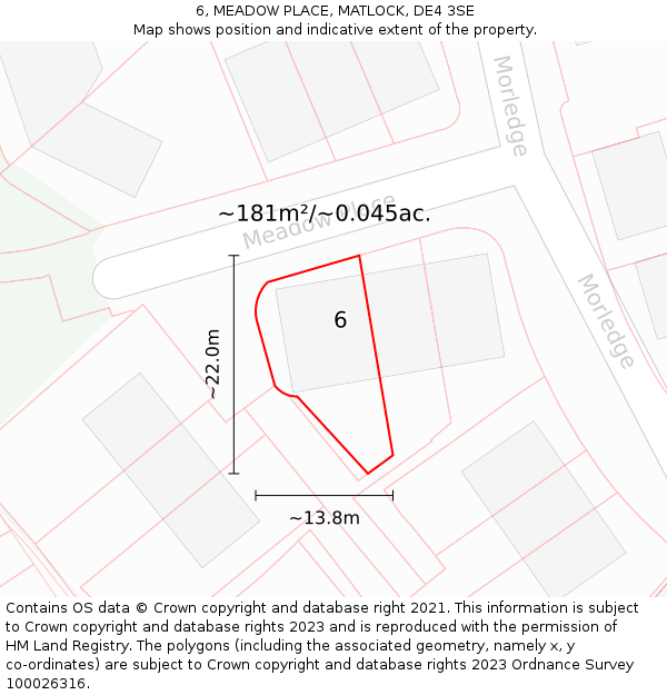 6, MEADOW PLACE, MATLOCK, DE4 3SE: Plot and title map