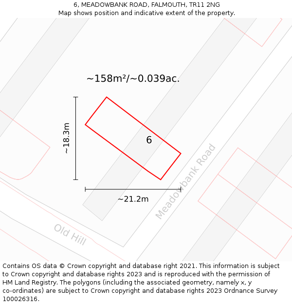 6, MEADOWBANK ROAD, FALMOUTH, TR11 2NG: Plot and title map